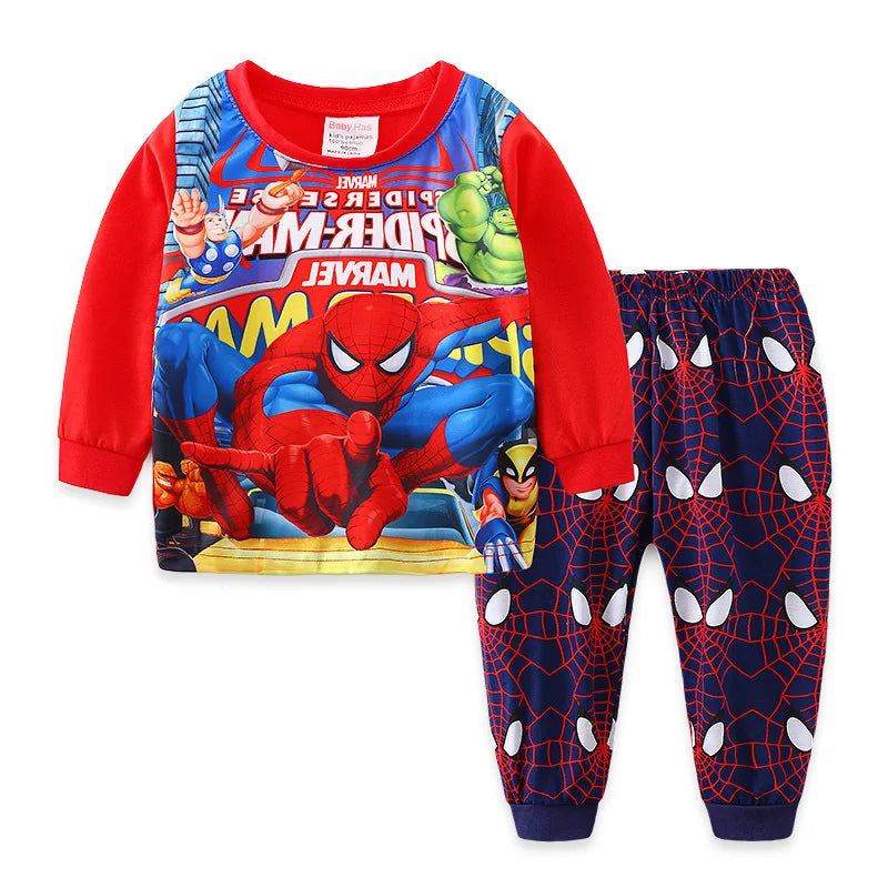 Children's Pyjamas Spiderman Iron Man Set Kids Sleepers Hero Collection Set Boys Girls Cartoon Long Sleeve Sleepwear 2-7T 109
