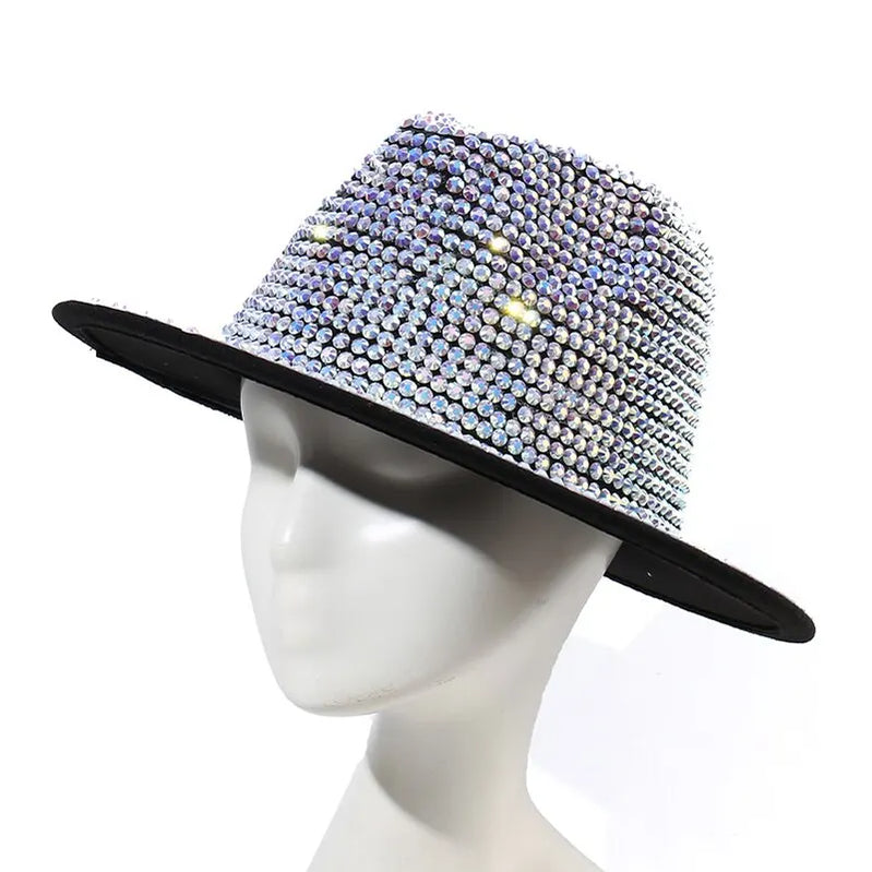Rhinestone Fedora Jazz Hats Cowboy Hat For Women And Men Double-sided Color Cap Red With Black Diamond Fedora Wholesale