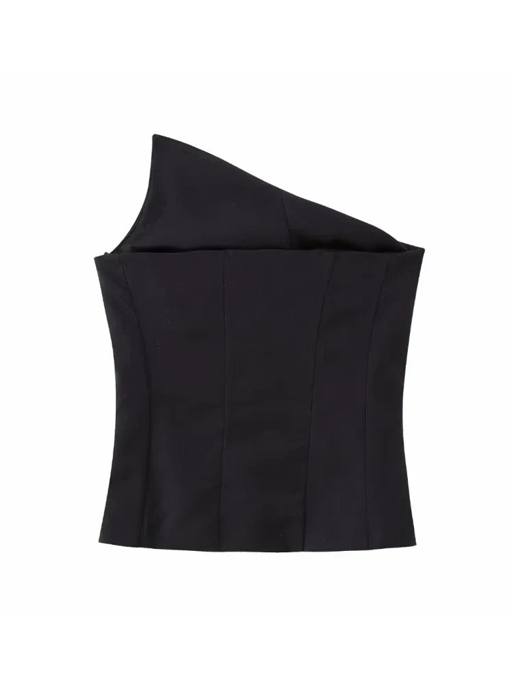 Stylish Women Elegant Cropped Tank Tops Summer Fashion Ladies Vintage Chic Slim Black Top Party Girls Sexy Tanks