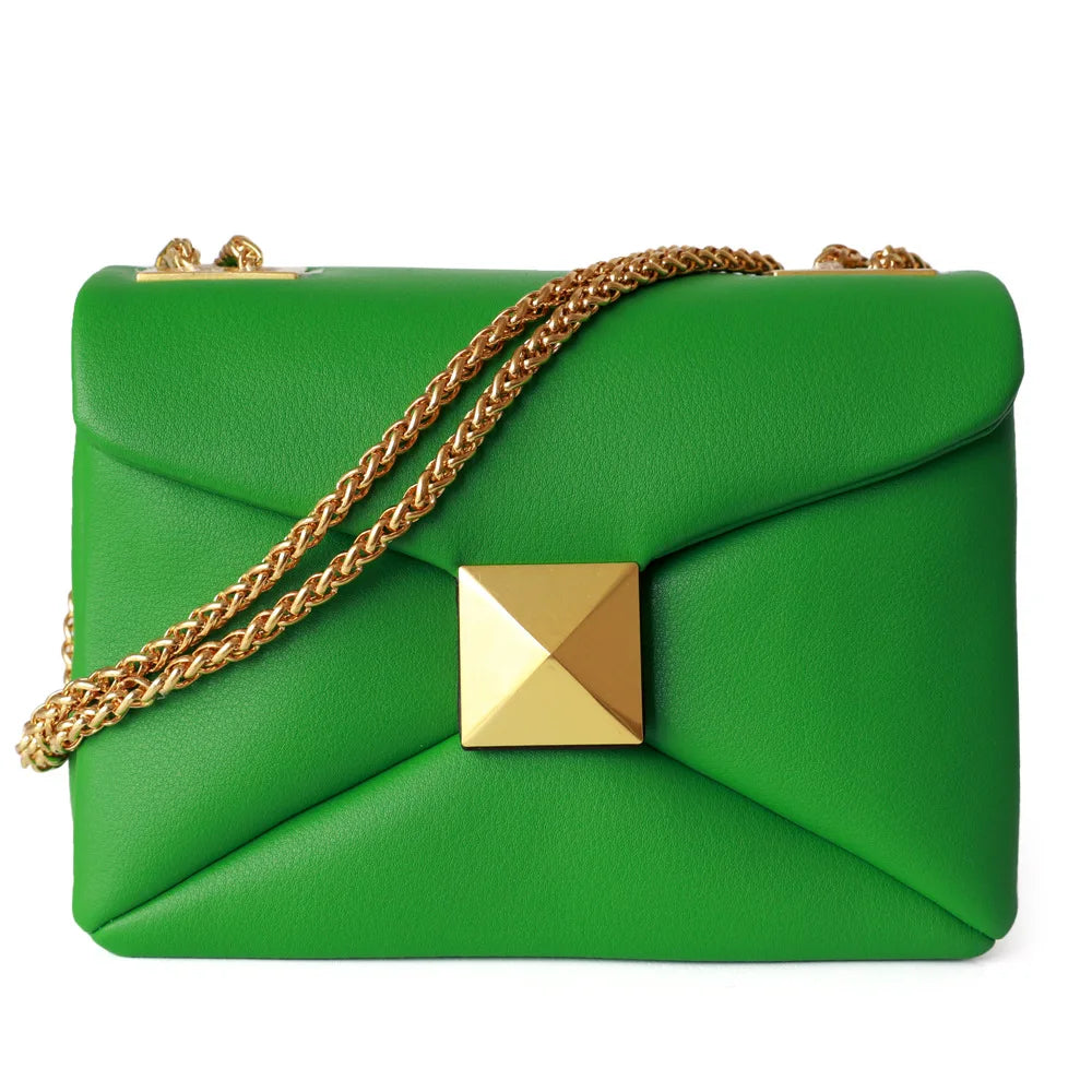 Women's Bag Luxury Designer Fashion Leather Crossbody Small Square Bag Cowhide Underarm Shoulder Bags green