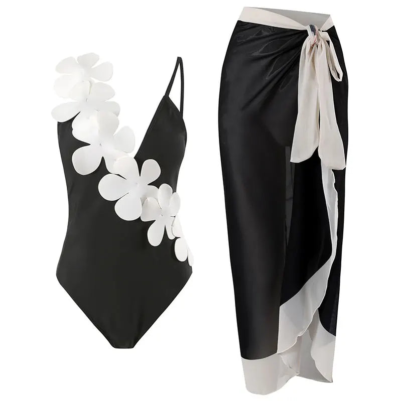 2023 Sexy Fashion One Piece Swimsuit Solid 3D Flower Summer Women Swimwear Beachwear Summer Luxury Monokini Bathing Suit a set 3
