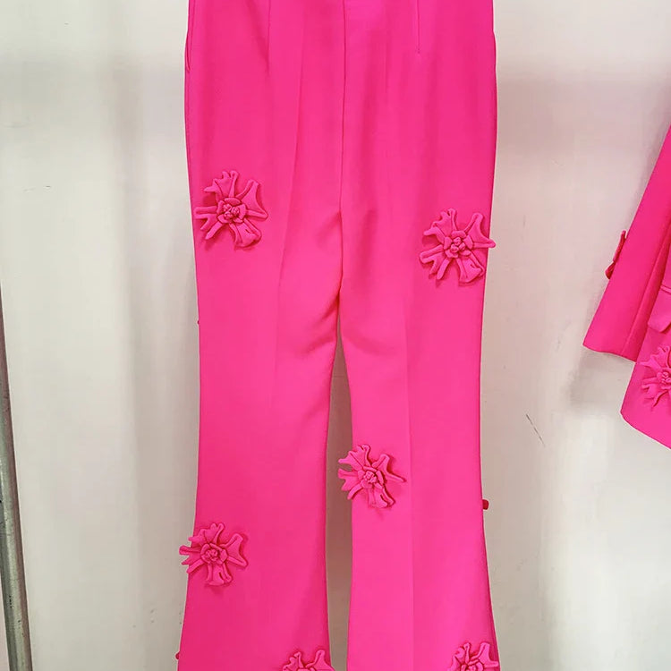 TWOTWINSTYLE Patchwork Appliques Long Trousers For Women High Waist Wide Leg Trouser Female Casual Fashion Clothing Spring