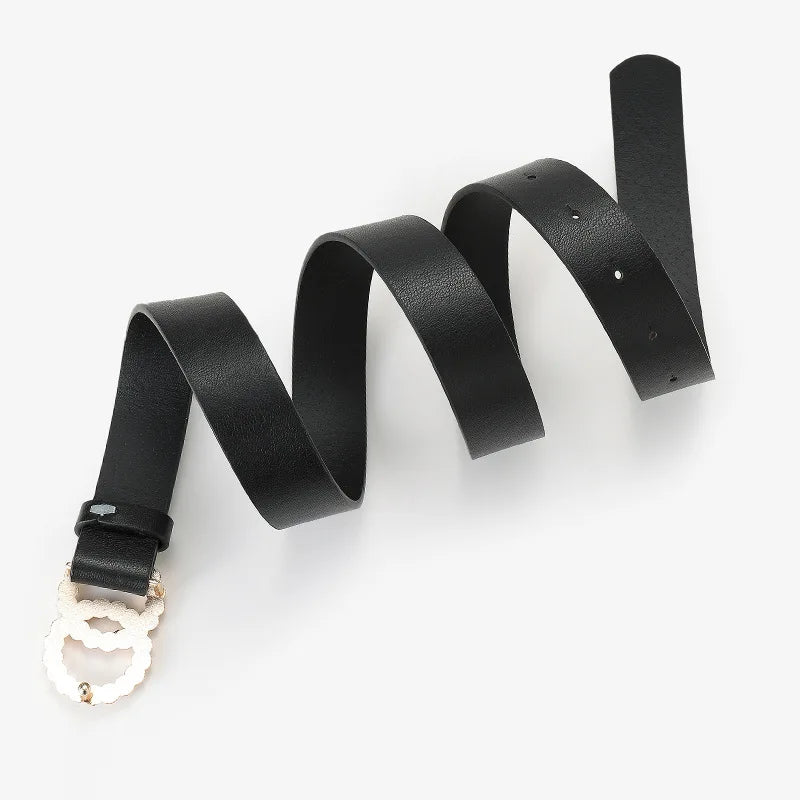 Double Ring PU Leather Rhinestone Belts for Women Fashion Luxury Designer Waistband Dress Jeans Belt