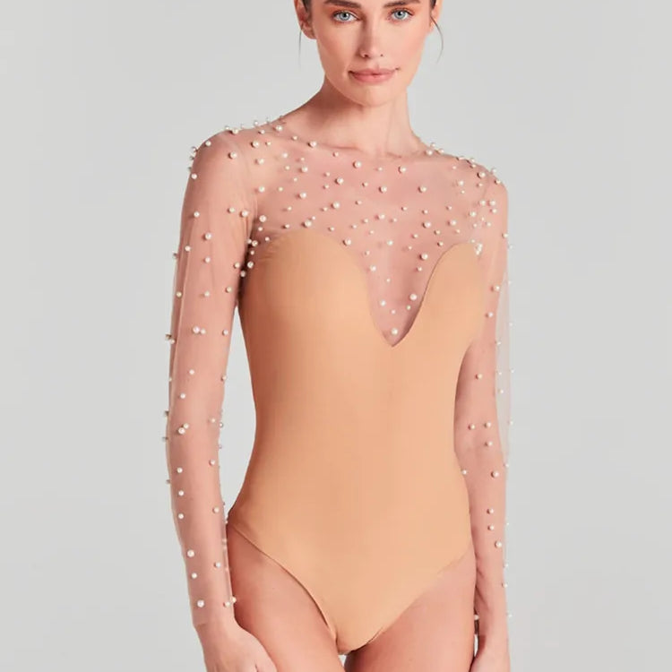 Conjunto feminino de verão luxuoso, sexy, manga comprida, branco pérola, bodycon, macacão, designer de celebridades, macacão de rua