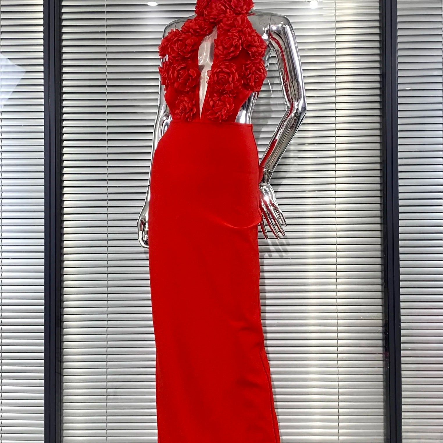 Red Color Women Sexy Halter Backless Off the Shoulder Florals Bodycon Long Bandage Dress Wedding Mermaid Celebrate Birthday Wear