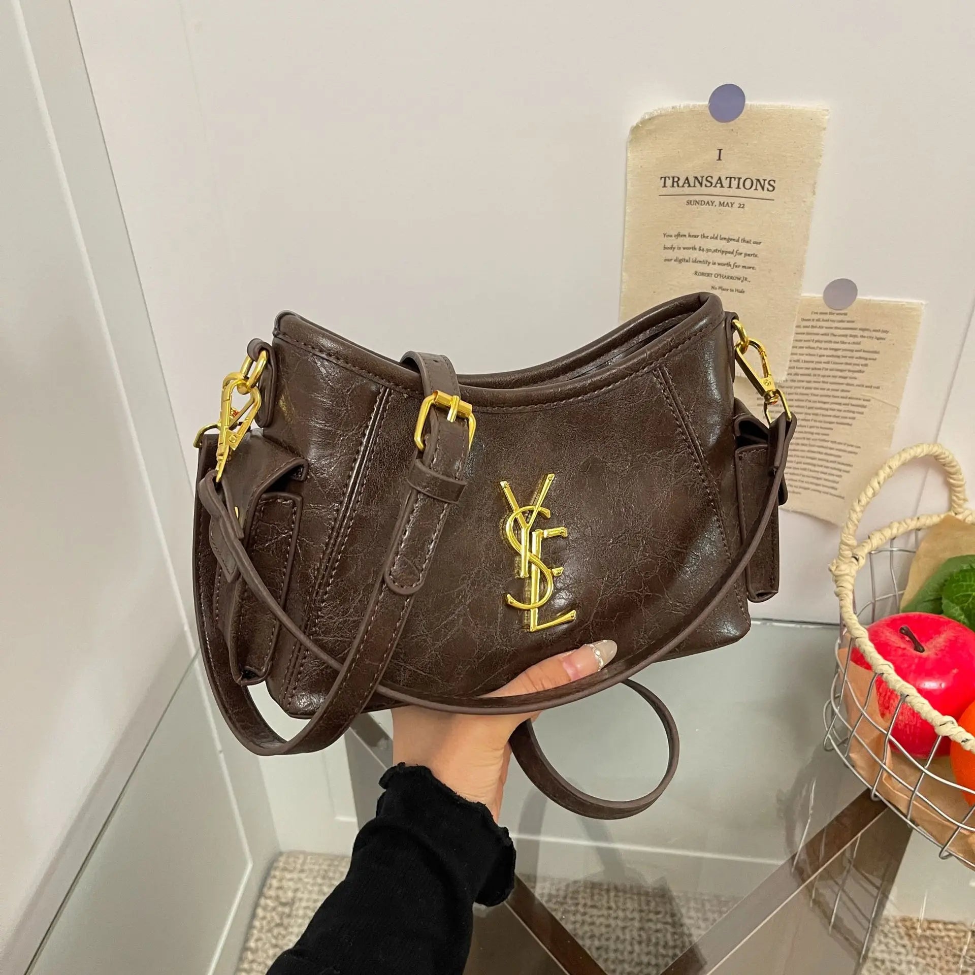 French Style Vintage Shoulder Bag, Women's Autumn Winter Leather Crossbody Purse, Elegant Spacious Tote for Daily & Commute