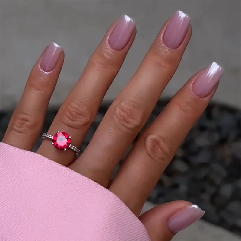 24Pcs Colorful Fake Nail Short Square Head False Nails Press on Sweet Flowers Design Wearable Nails Art Full Cover Manicure Tips