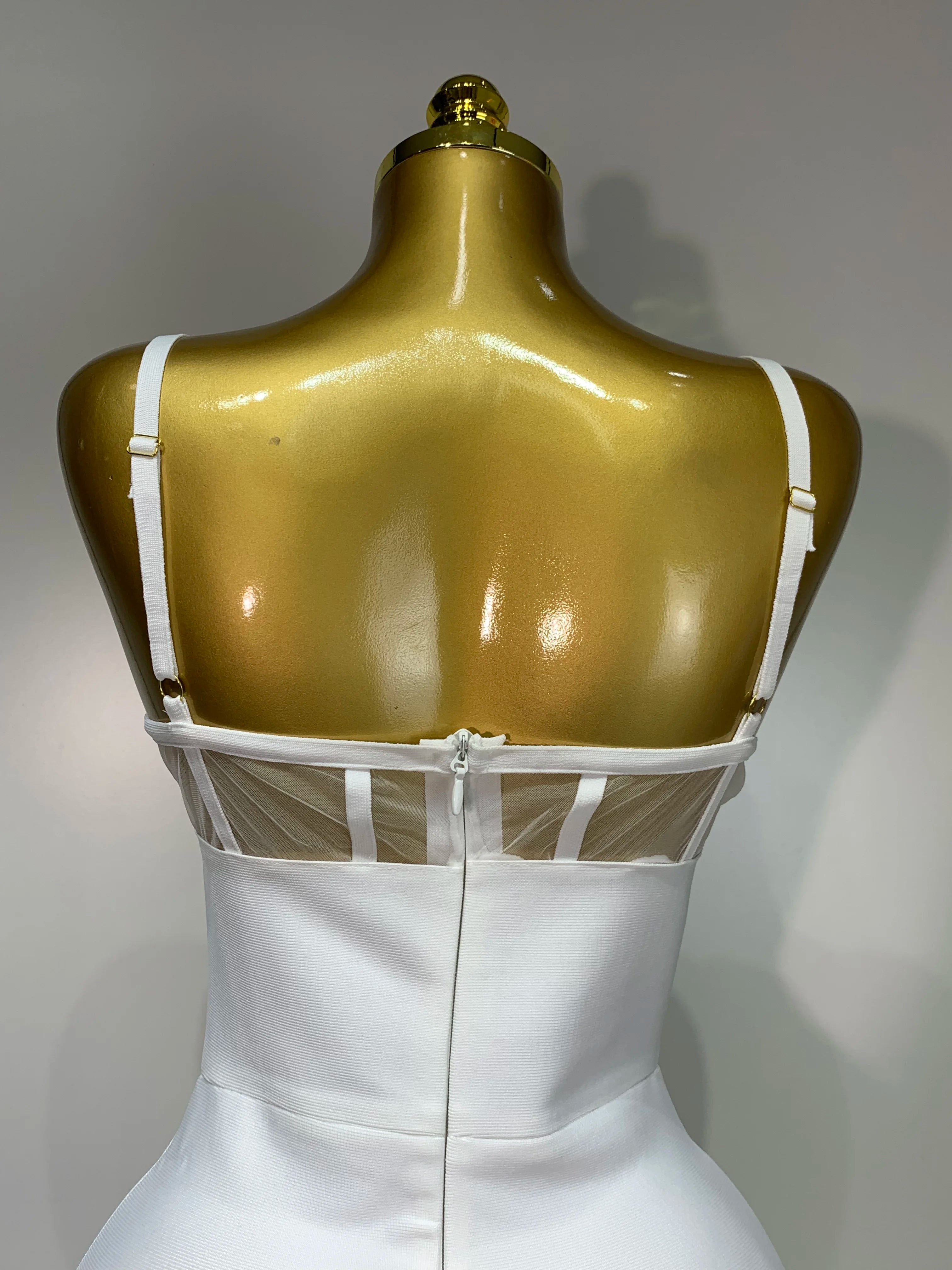 Fashion Sexy V Neck Backless Diamonds Split Women Bodycon Bandage Dress 2025 White Elegant Evening Club Party Birthday Dresses