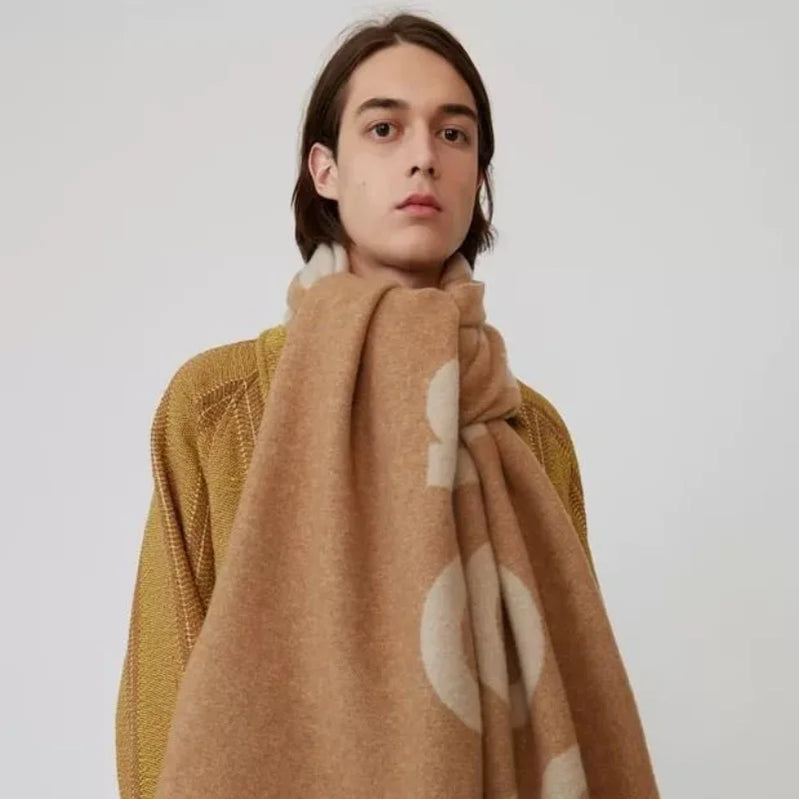 Winter Thickened Letter Shawl for Women Thermal Warm Resistant Wool Scarf Outdoor Fashion Versatile Windproof Women Accessories