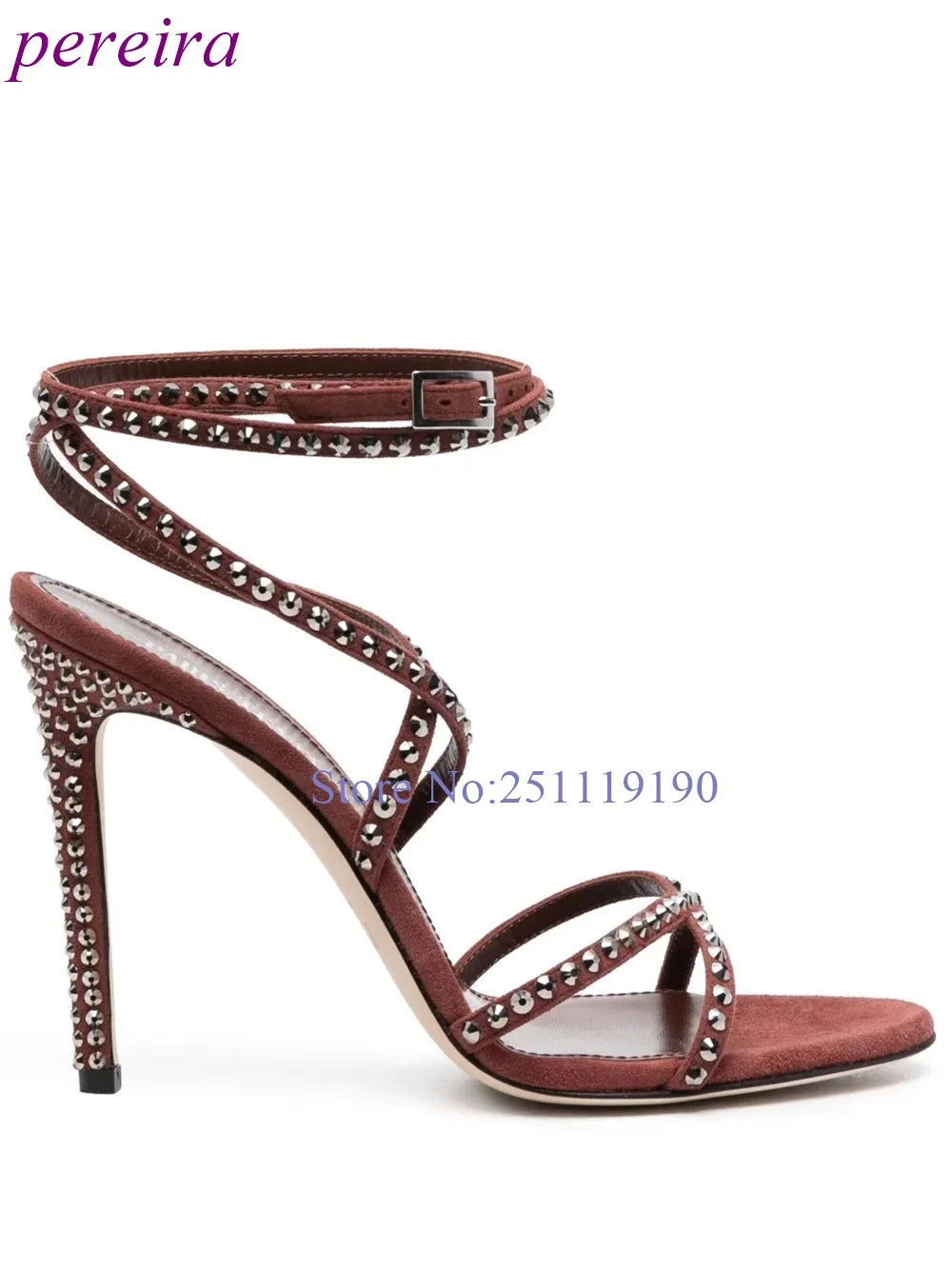 Brown Crystal Heeled Sandals Cross Strap Black High Heels Women Elegant Luxury Designer Shoes Summer 2025 Buckle Strap Sandalias