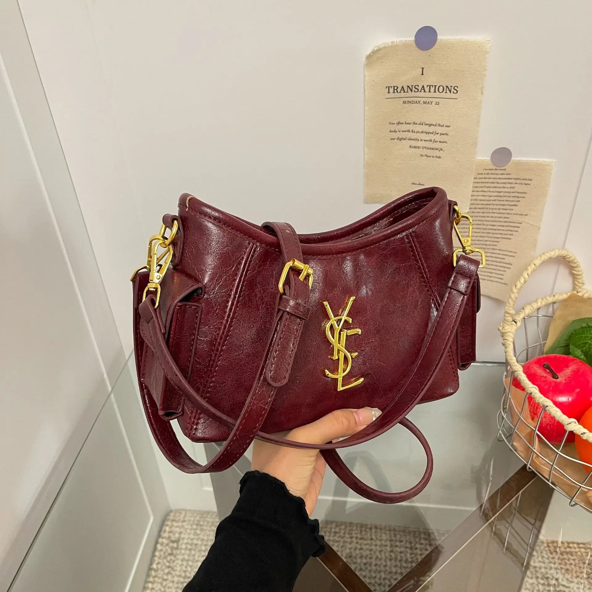 French Style Vintage Shoulder Bag, Women's Autumn Winter Leather Crossbody Purse, Elegant Spacious Tote for Daily & Commute