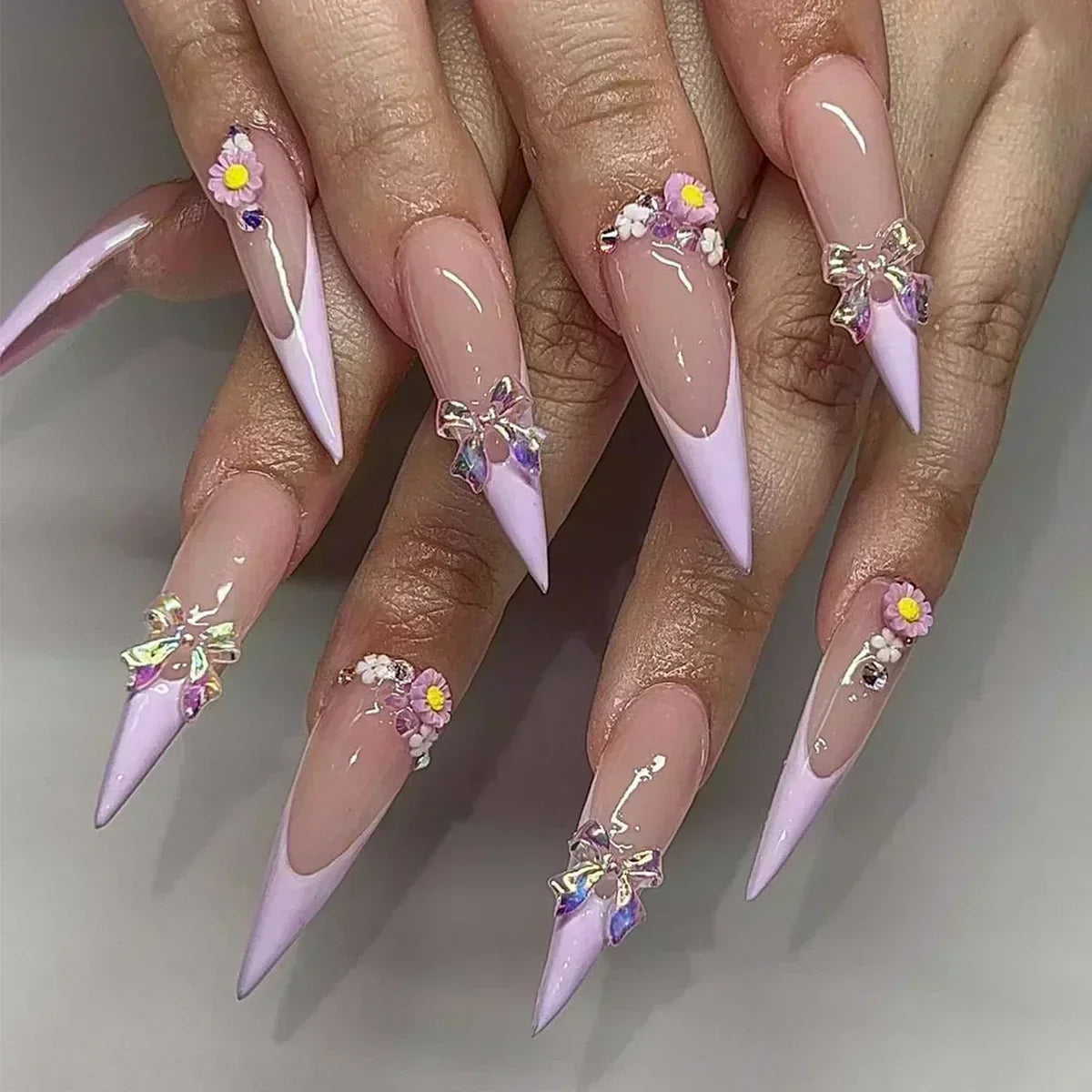 24 peças unhas postiças com cola amêndoa preto vermelho gradiente design destacável strass acrílico unha postiça longa stiletto unhas de pressão