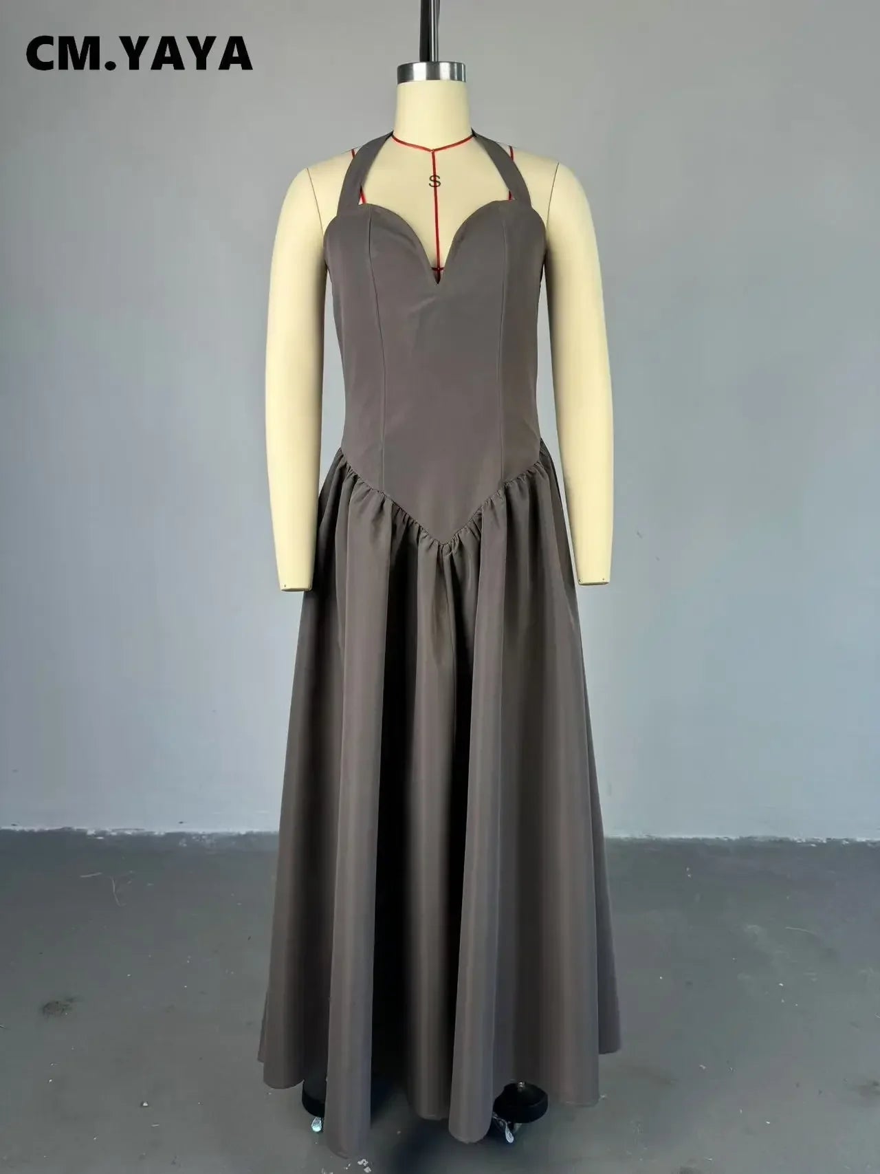 CM.YAYA 2024 Summer Sleeveless Sweet Strapless Slim Halter Floor-Length Long Women Dress Beach Party Evening Sexy Maxi Dresses