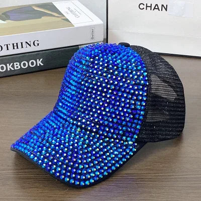 Summer Ladies Baseball Cap Korean Wild Spring and Autumn Rhinestone Caps Fashion Personality Street Highlights Hip-hop Hats MZBQ128-W hei lv z 55-60cm