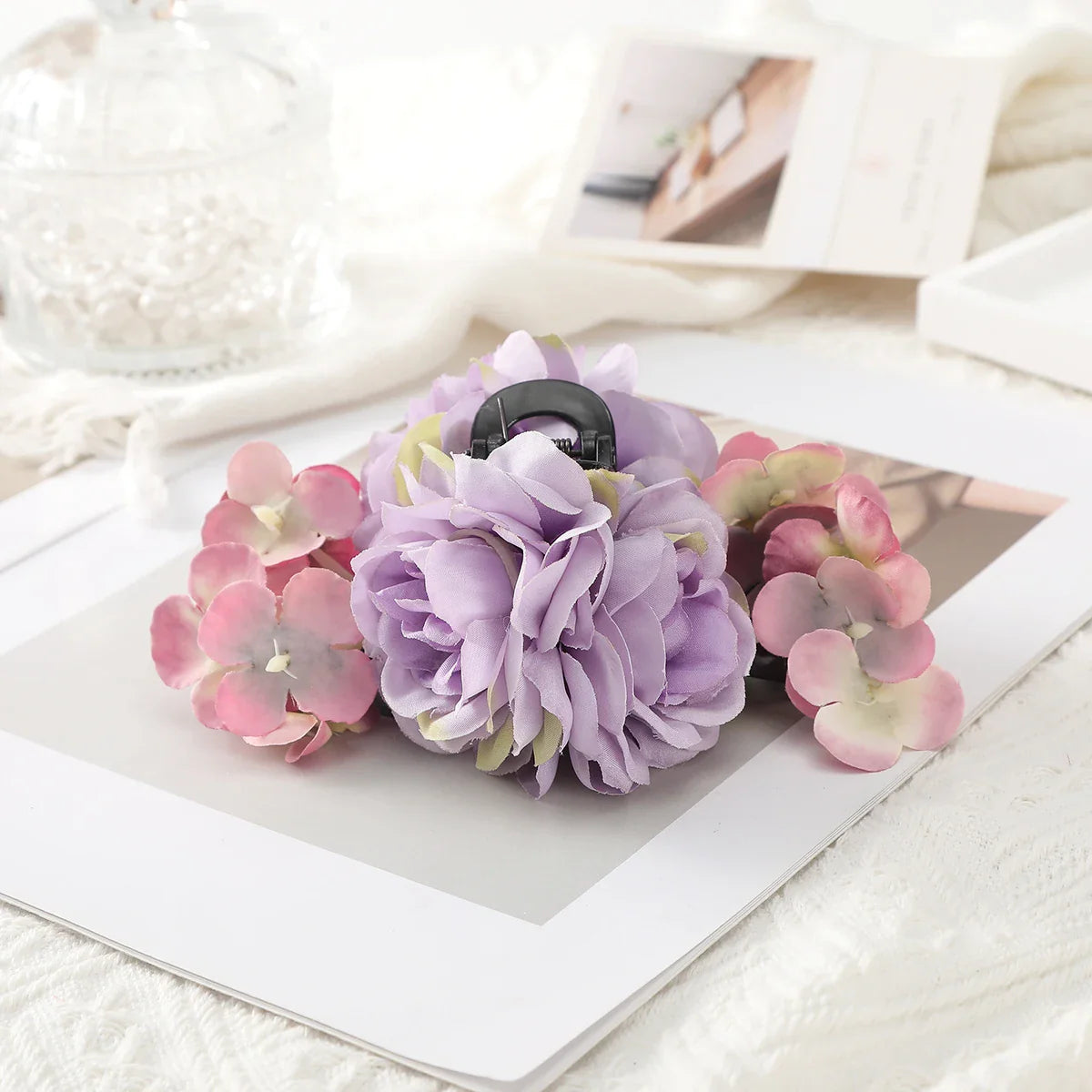 Haimeikang Large Size Flower Hair Clip Claws Hair Crab For Thick Hair Barrettes Hairpins Women Summer Fashion Hair Accessories 5236B-14CM