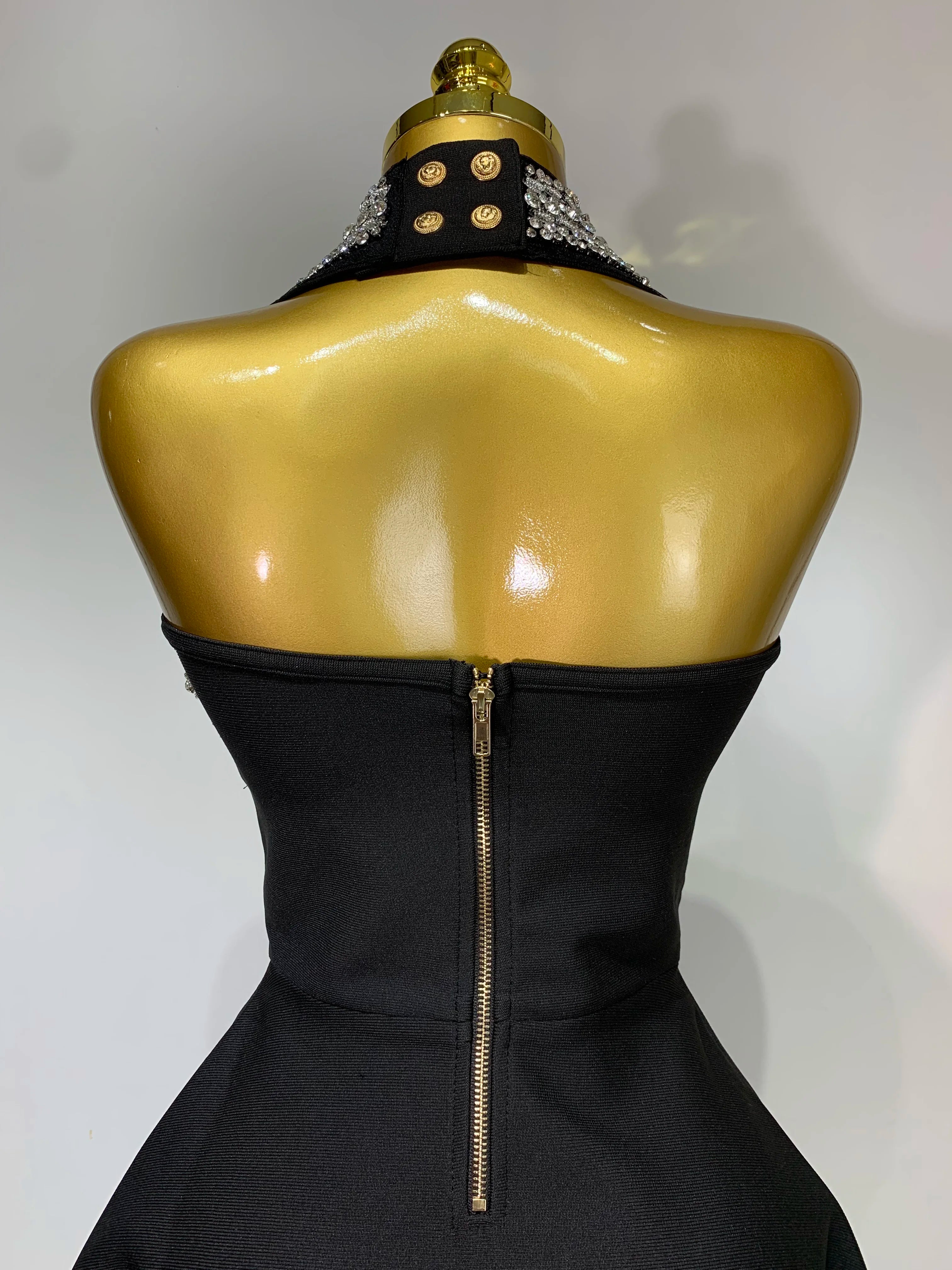 Fashion Women Luxury Party Dress Halter Sleeveless Backless Sparkly Rhinestone Bandage Dresses 2025 Elegant Evening Club Wear