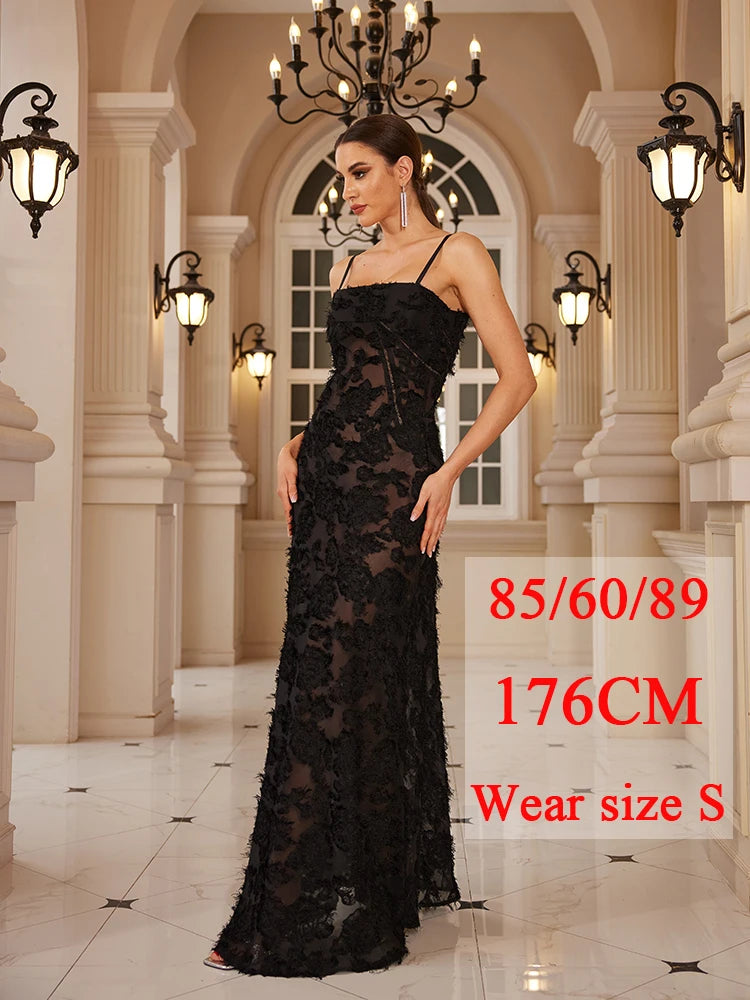 Formal Occasion Dresses Maxi Black Appliques Dresses for Dancing Parties Long Elegant and Beautiful Women Dress refer to size chart