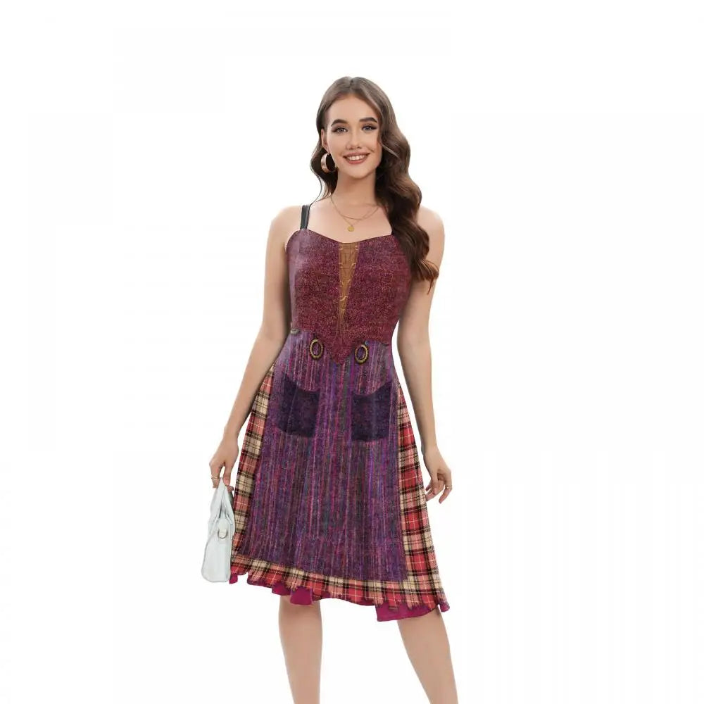 VIP FASHION Hocus Pocus Witch Dress for Women Winifred Sanderson Mary Sarah Sister Cosplay Costume Adult Halloween Classic Dress