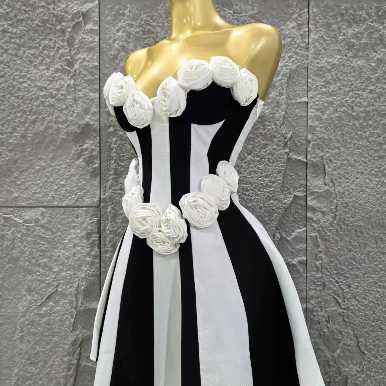 High Quality Women Sexy Strapless Florals Bandage A-Line Mini Dress Celebrate Birthday Party Girls' Date Vacation Dress