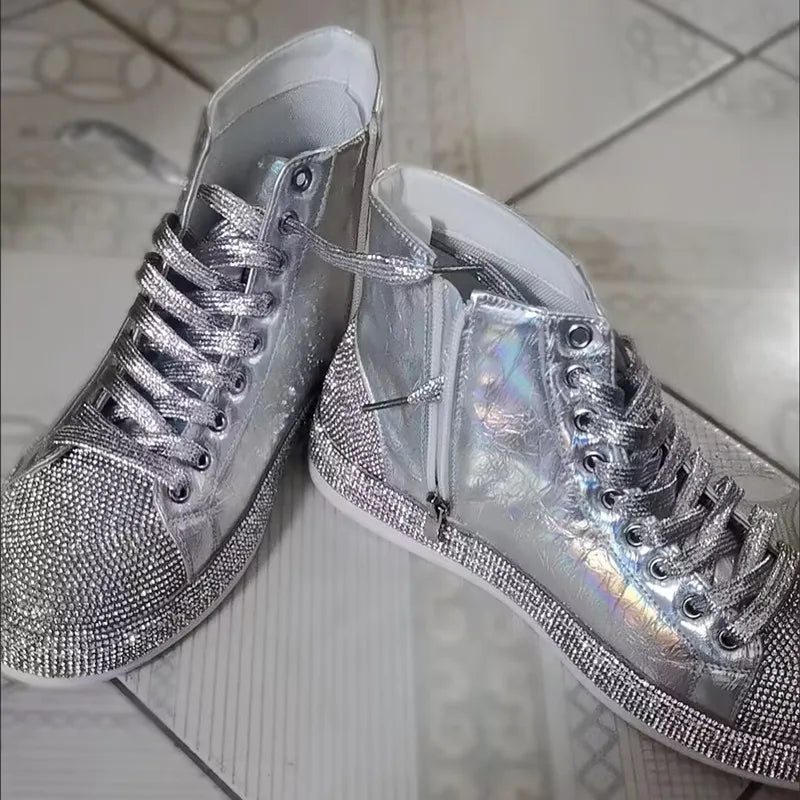 WUYAZQI New casual men's shoes Fashion high-top men's sports shoes Brightened men's board shoes