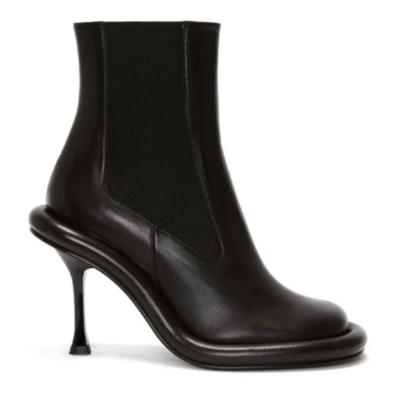 Spring and Autumn Women's New Slender High Heel Denim Short Boots Round Head Side Zipper Fashion Women's Ankle Boots