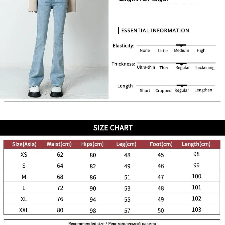 ZOENOVA Women Flared Jeans Loose Denim Pants Bottom Straight High Waist Stretch Urban Female Flare Trouser 2023 Fashion 6 Color