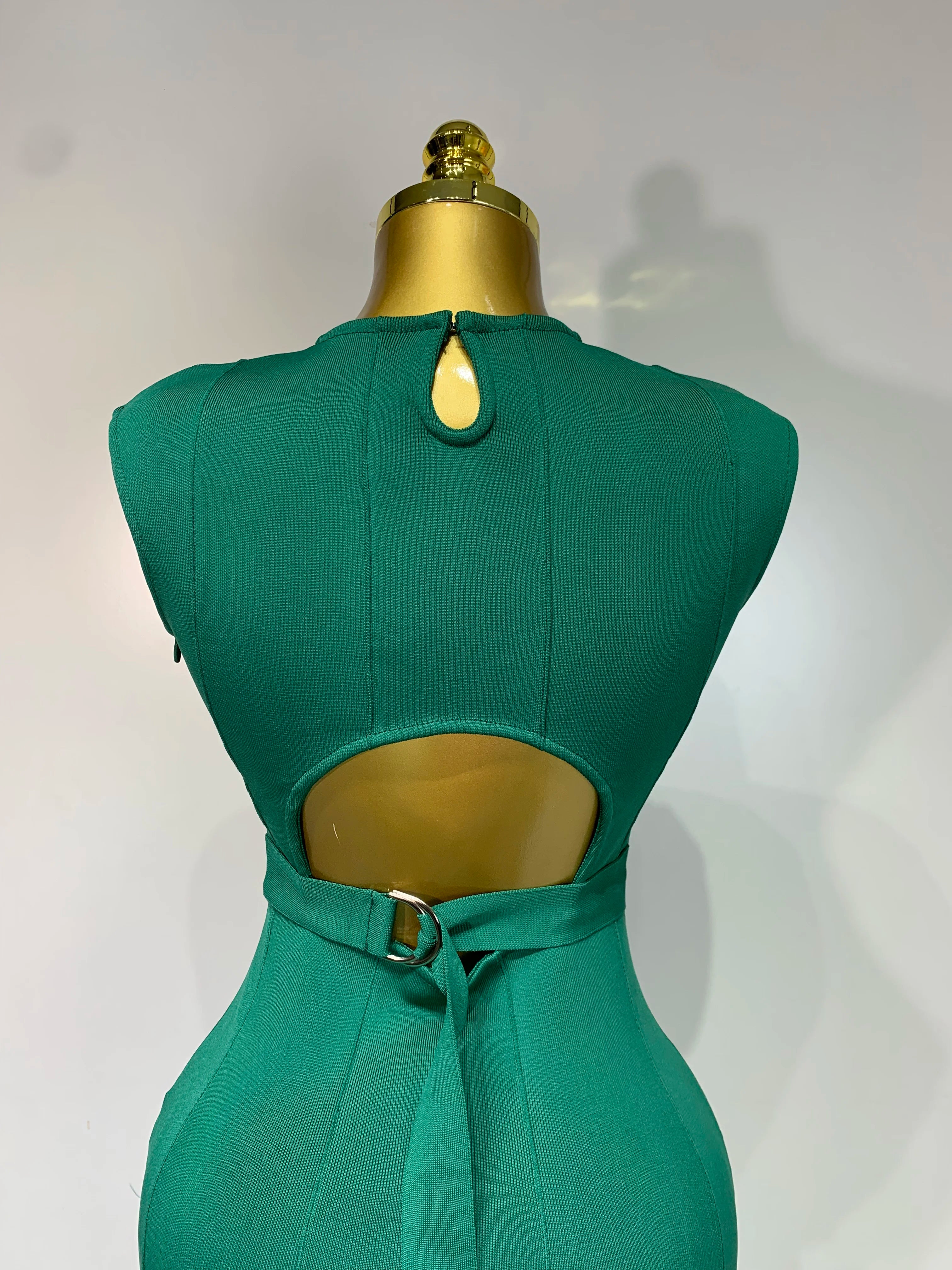 Luxury Birthday Dress Sexy O Neck Sleeveless Hollow Out Fringe Dress Women Green Slim Dresses Elegant Evening Party Club Gowns