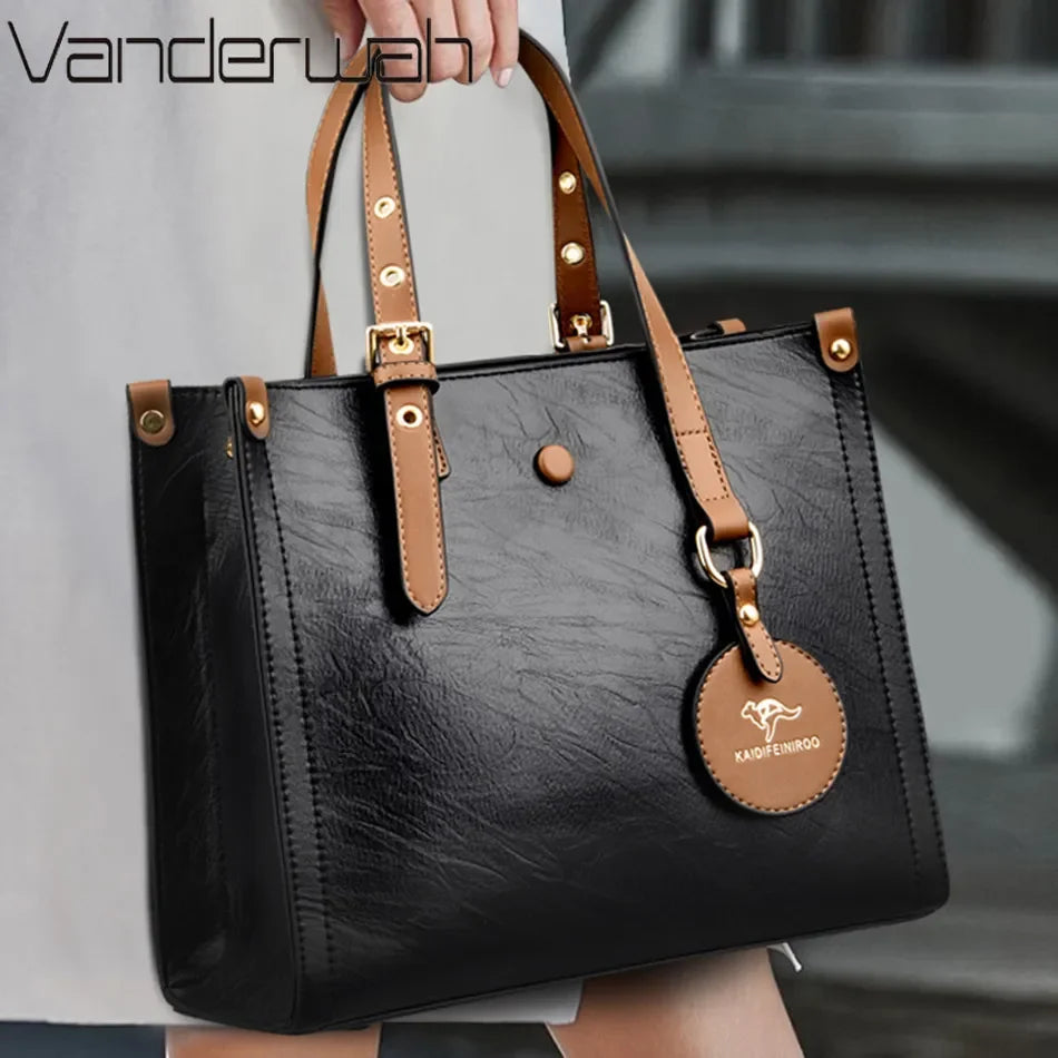3 Layers Casual Tote Vintage Ladies Tote Hand Bag Leather Luxury Handbags Women Designer Bags for Women Sac A Main Femme