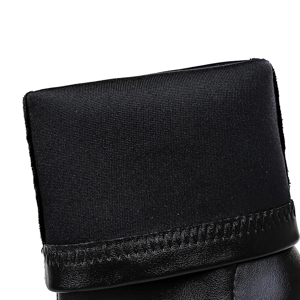 Women Leather 7.5cm 9.5cm High Heels Boots Lady Brown Spring Winter Warm Pointed Toe Boots Fetish Booties Nightclub Party Shoes