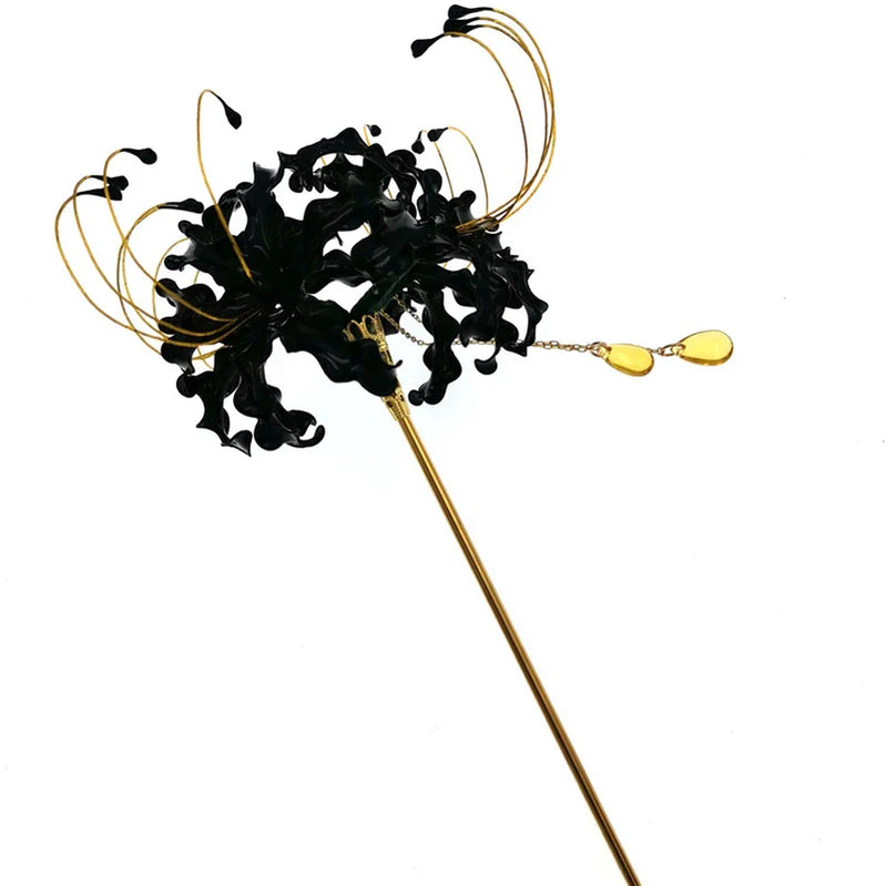 Handmade Lycoris Radiata Flower Hairpin Kanzashi Hair Stick for Kimono Hair Accessory Cosplay Decor Ornament Women Girl Jewelry c