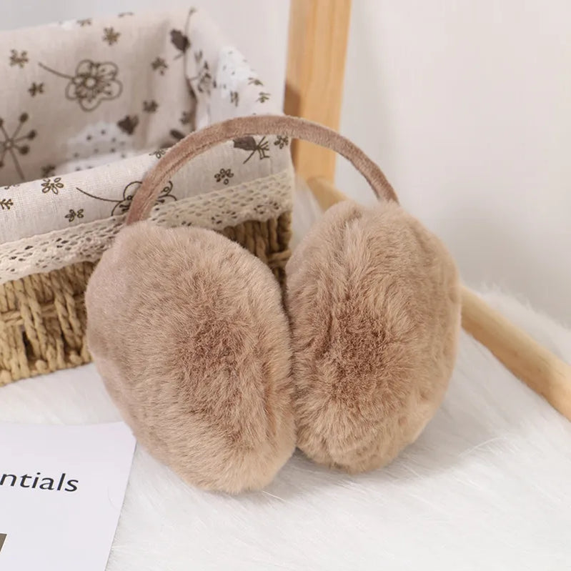 Plush Ear Muffs Warmer Foldable Ear Cover for Women Men Winter Warm Earflaps Outdoor Cold Protection Ear-Muffs Ear Cover Fashion B-Camel Rear Wear