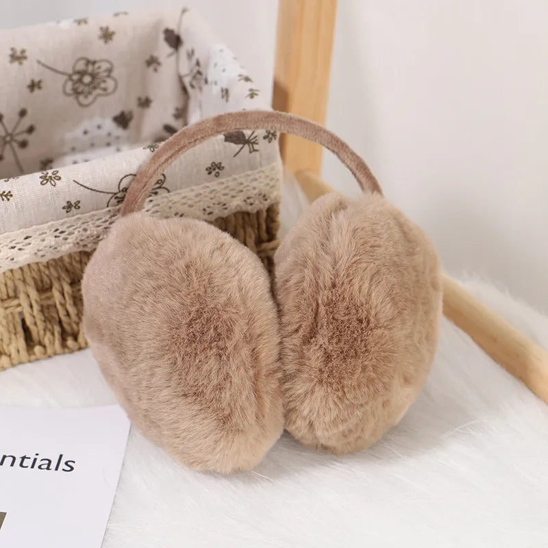 Plush Ear Muffs Warmer Foldable Ear Cover for Women Men Winter Warm Earflaps Outdoor Cold Protection Ear-Muffs Ear Cover Fashion B-Camel Rear Wear