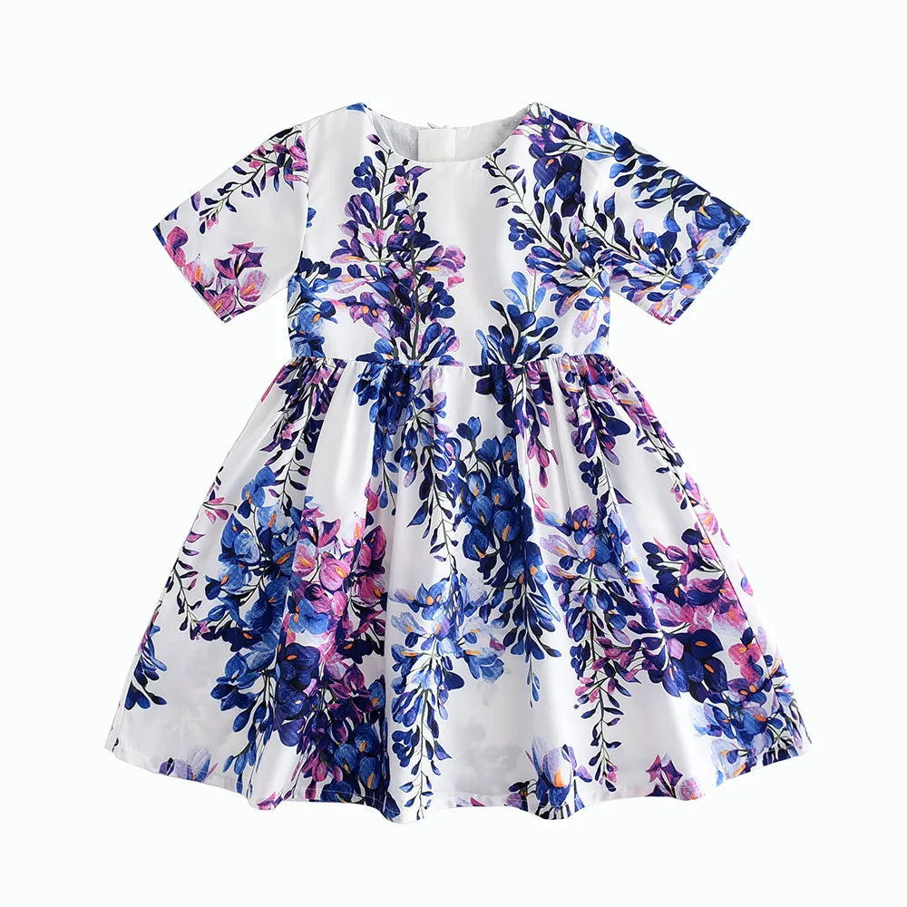 Long Sleeve Dress Girl Dress 2024 Autumn Winter Floral Print Toddler Girl Dresses Kids Clothes Children Dress with Bag 753