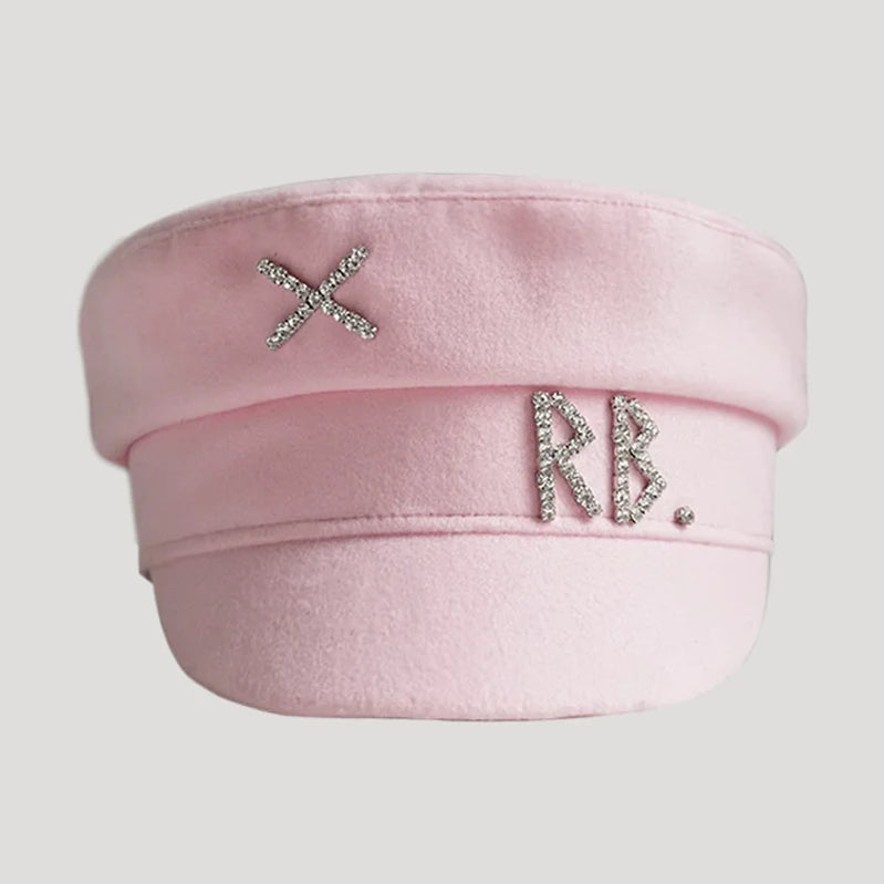 Women Hats Crystal baker boy hat Wool Newsboy Caps Female Flat Militray Caps Visor S-XL Wool-pink