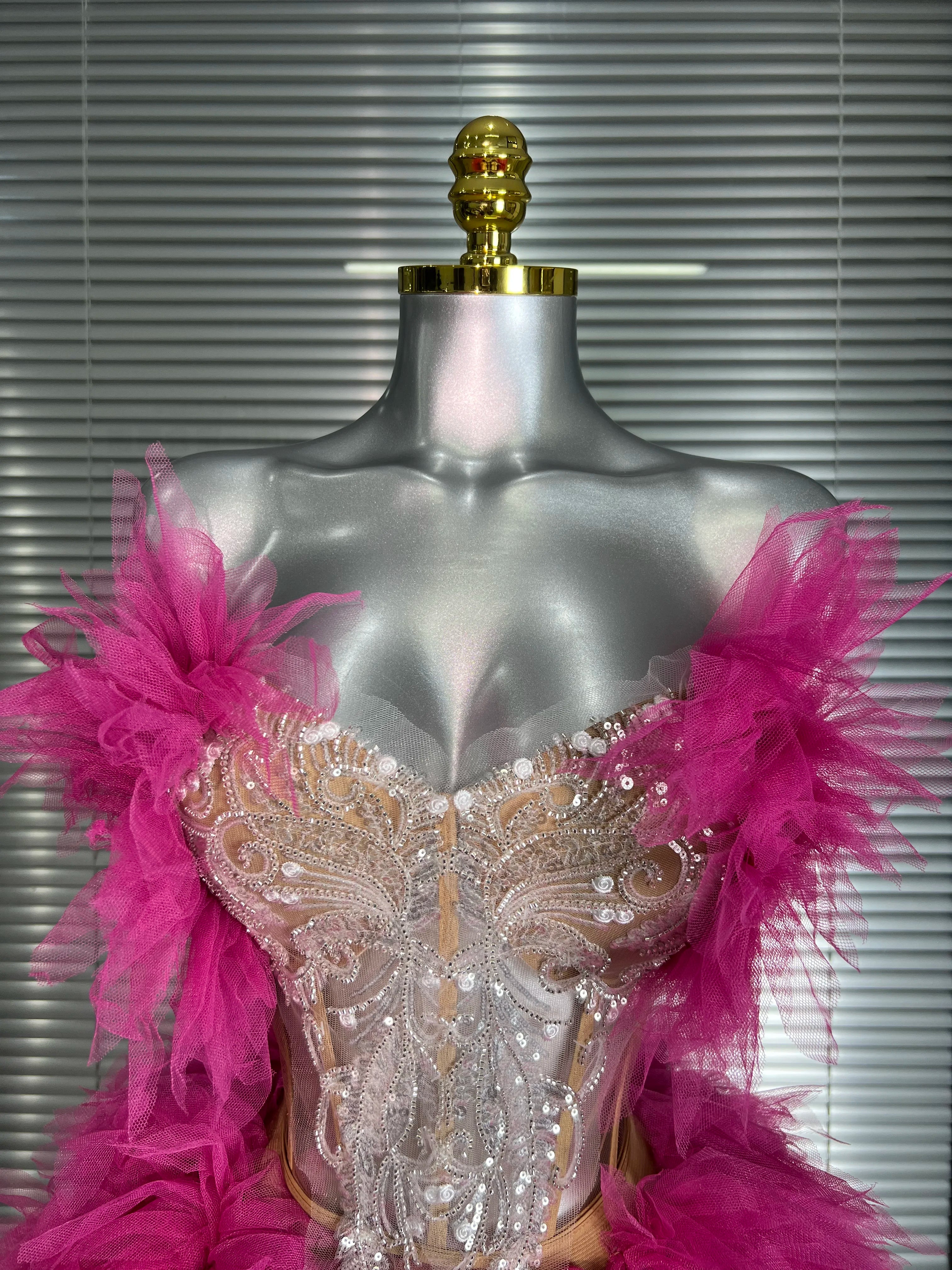 INS New Sexy Two Pieces Set Women Celebrity Silver Night Club Skirt Suits Stage Performance Costume