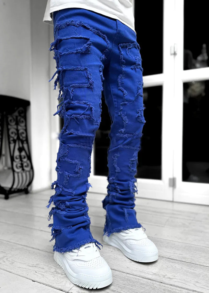 Fall Men Pink Jeans Pants Hip Hop Y2K Jeans US EURO Men's Trousers Clothing ropa hombre Dark Blue Jeans
