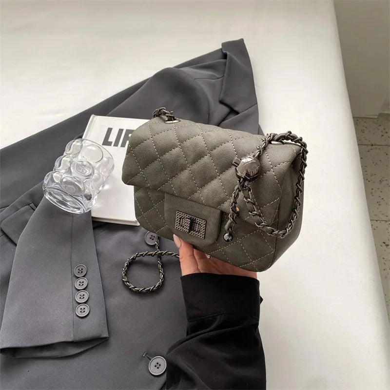 Winter Commuter Women's Crossbody Bag Retro Diamond Chain Square Handbag Shoulder Bag Elegant Sensation Commute Work Bag