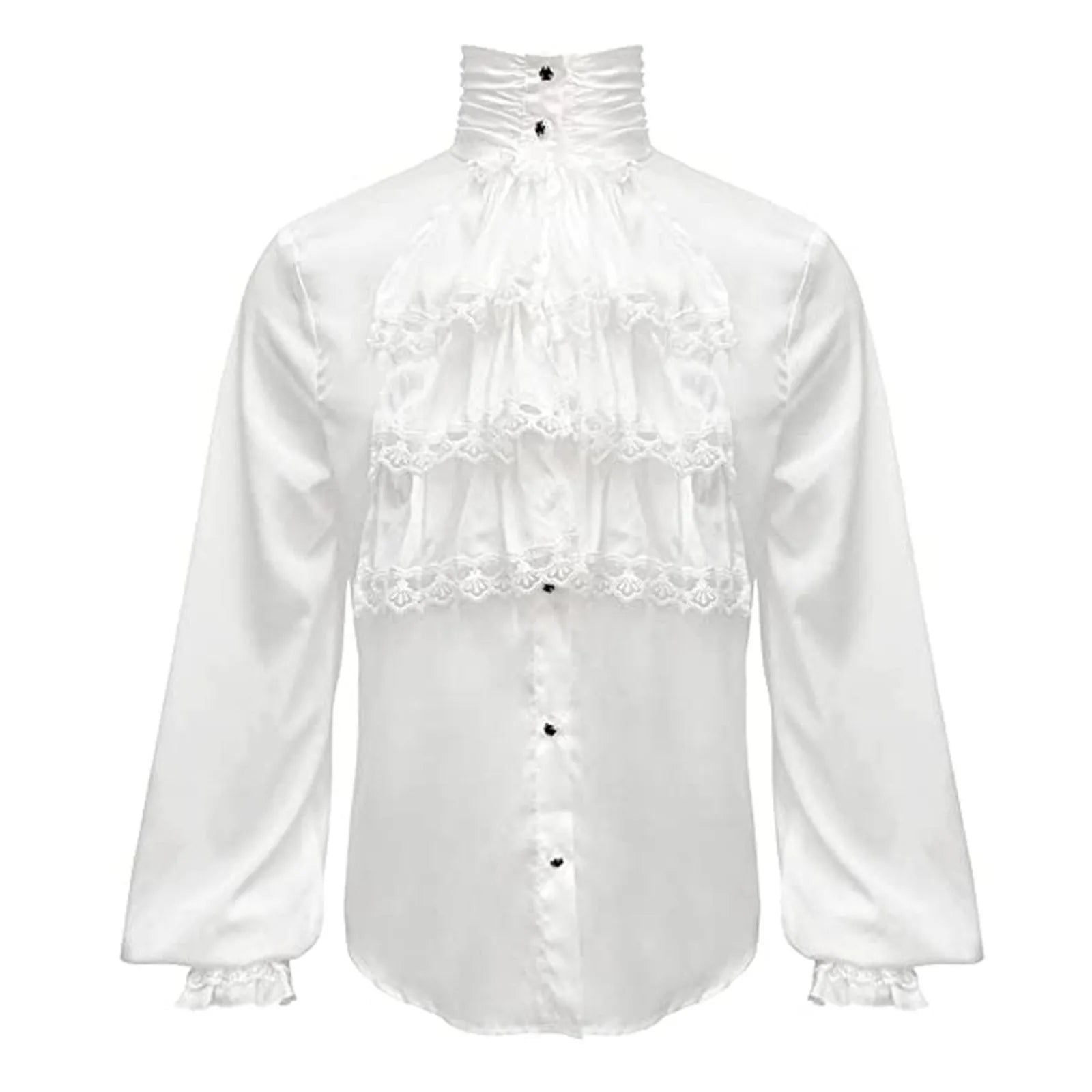 Medieval Men'S Shirts Renaissance Vintage Bandage Victorian Ruffles Gothic Male Blouse Tops Groom Casual Cosplay Costume 2023 White