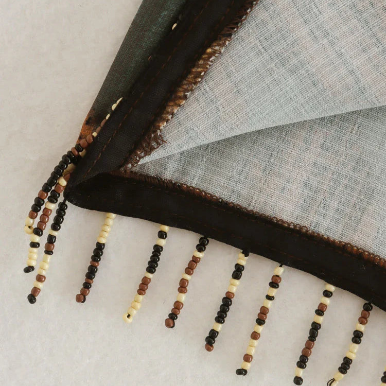 Summer New Vintage Geometric Print Mini Skirt Side Knotted Sarong Beaded Fringe Wrap Vestidos Casual Zip Short Skort Mujer