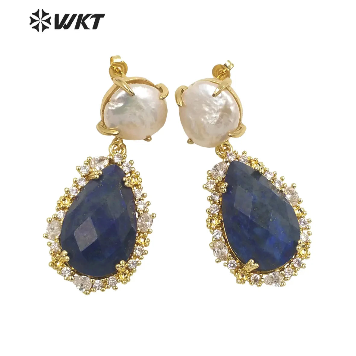 WKT-E698 WKT 2022 Elegant gift earrings new style gemstone gold-plated Earrings Retro party accessories jewelry trend new
