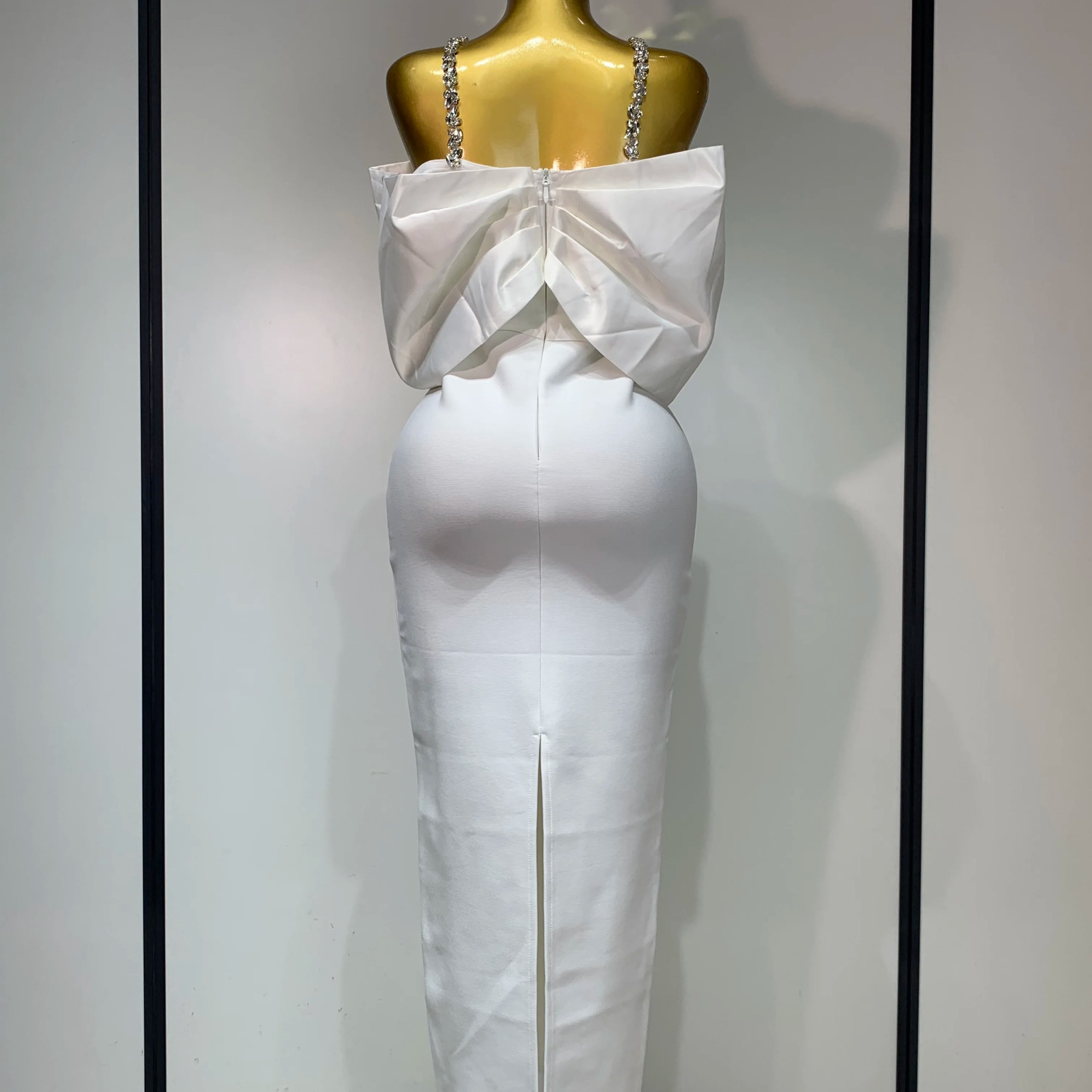 Robe moulante de luxe à strass et épaules dénudées, style vintage, style papillon, chic et élégante, tenue de soirée ou d'anniversaire