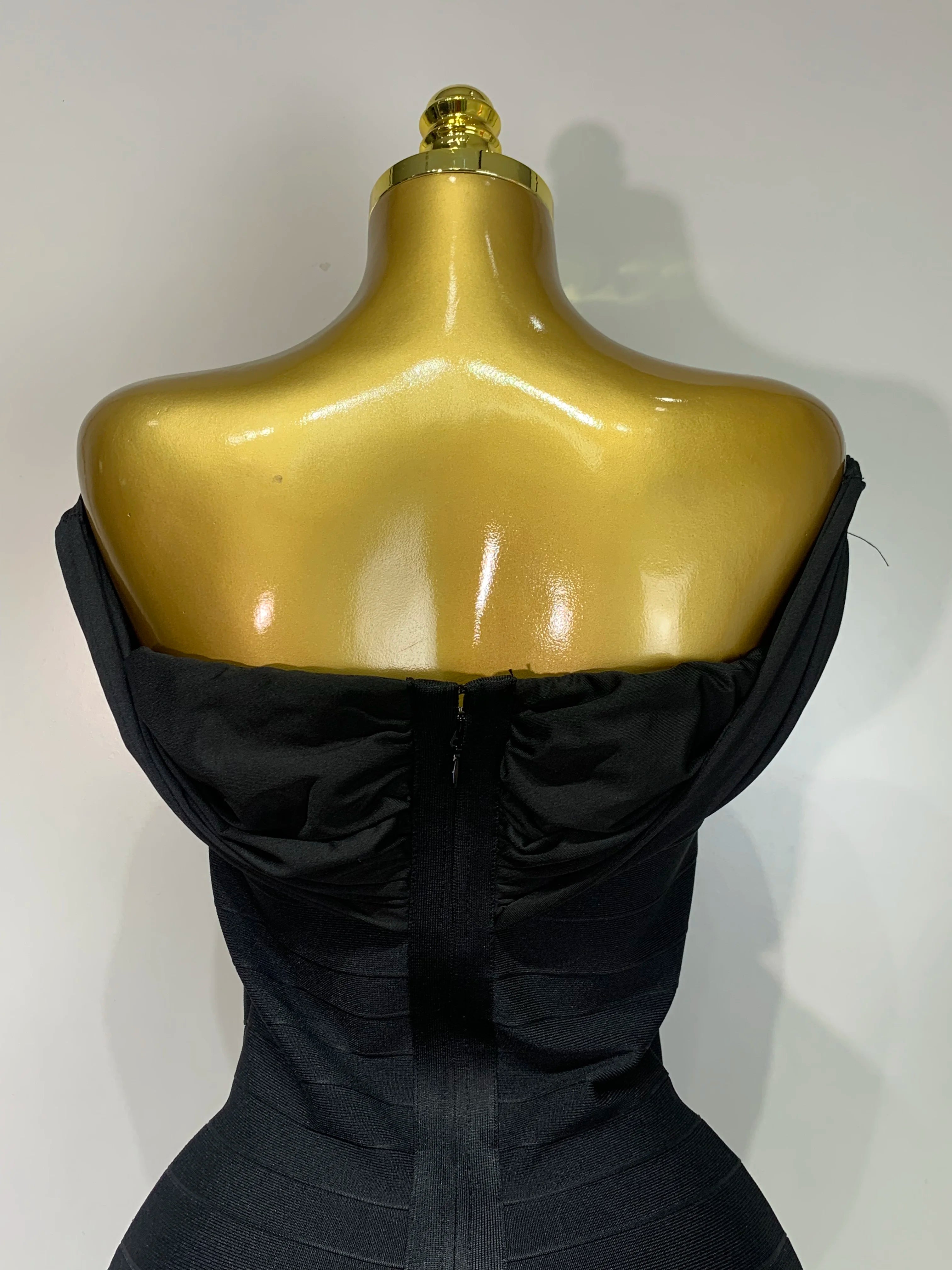 Fashion Sexy Strapless 2025 Black Off-shoulder Mini Bodycon Bandade Dress Celebrity Cocktail Party  Luxury Birthday Club Dresses