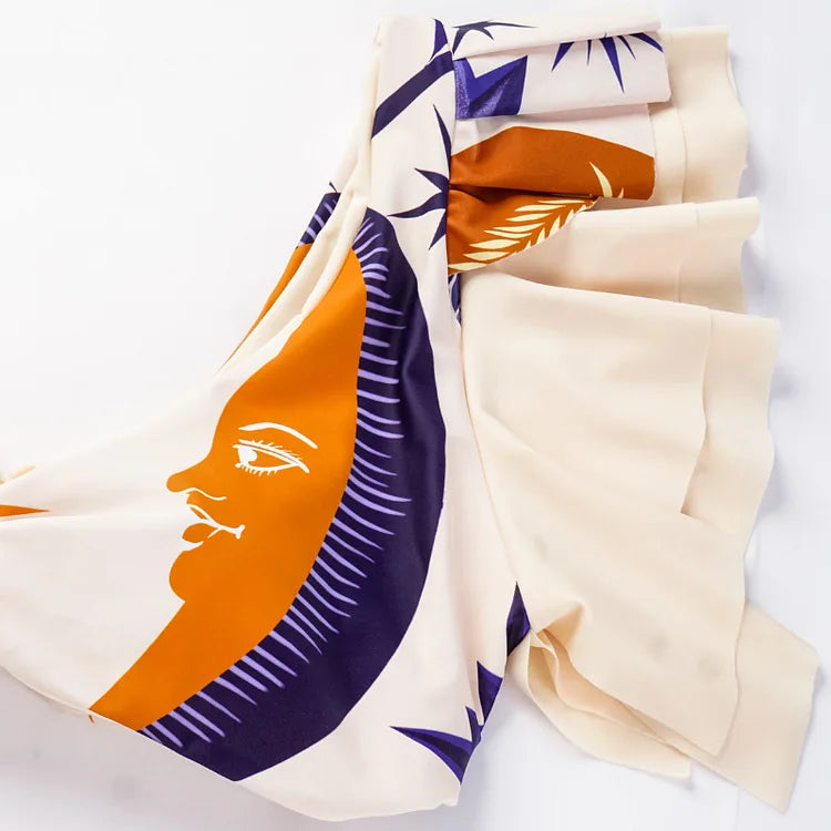 Fashion Printed Lace Up Bikini Sexy High Waisted Split Swimsuit Women Elegant Beach Swimwear Luxury Bathing Suit Beachwear