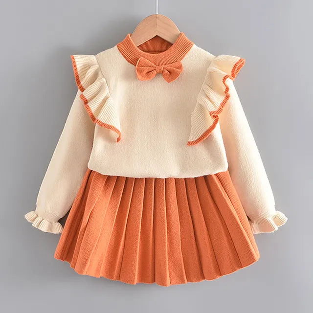 Bear Leader Baby Girls Clothes Set Autumn Winter Cartoon Grape Clothing Set New Kids Knitted Sweet Outfit Children Clothes Suit AH842S