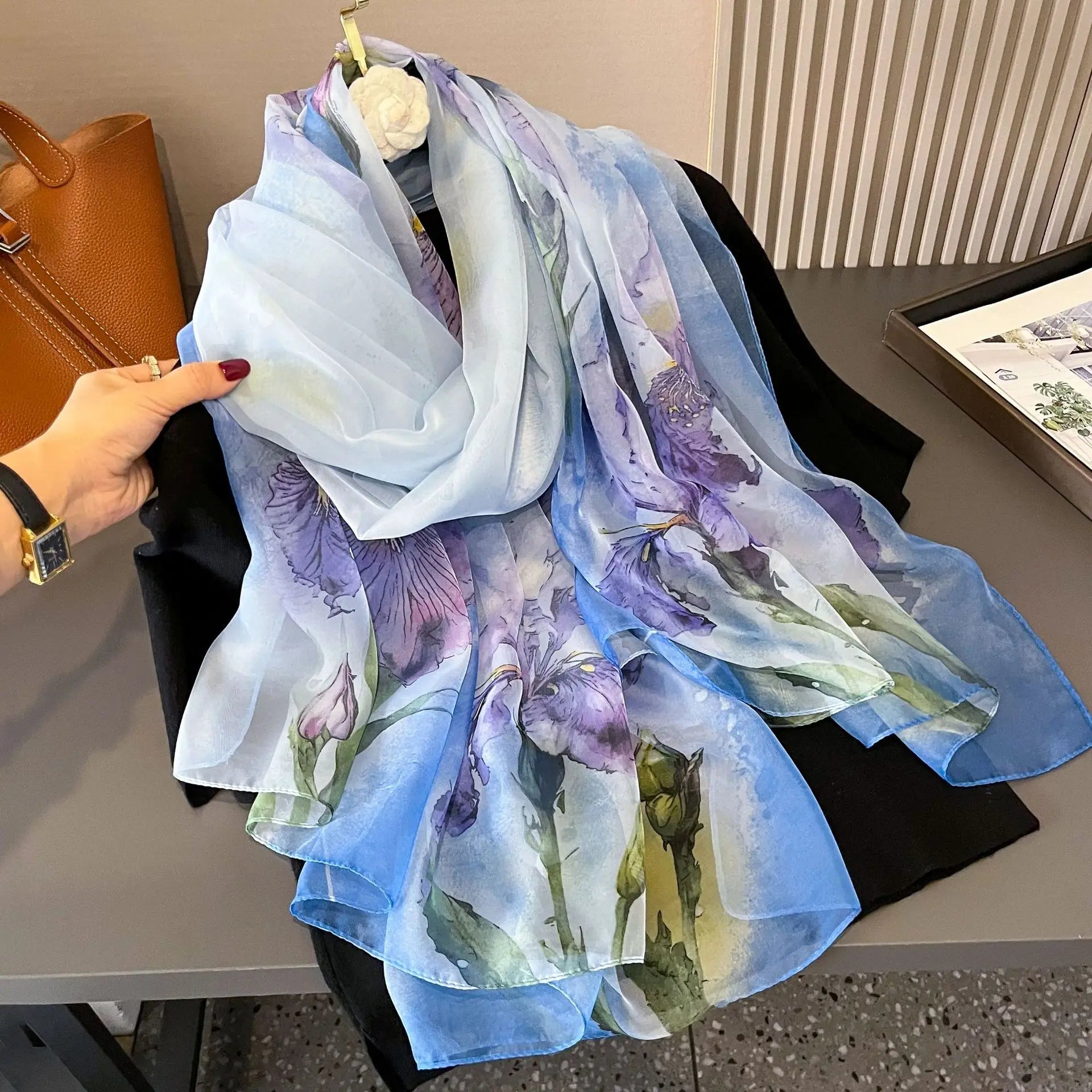 Silk Scarf Foulard Female Headbanda Luxury Hijab Women Soft Warm Pashmina Beach Scarves Echarpe Shawl Large Wrap Echarpe Bandana see chart 39