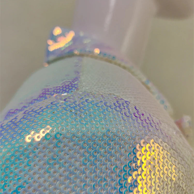 HIGH STREET Newest Designer Runway Suit Set Women's Single Button Glitter Sequined Blazer Shorts Set