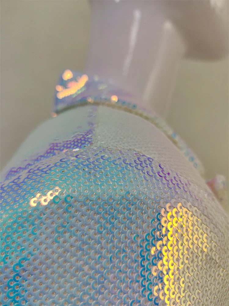 HIGH STREET Newest Designer Runway Suit Set Women's Single Button Glitter Sequined Blazer Shorts Set