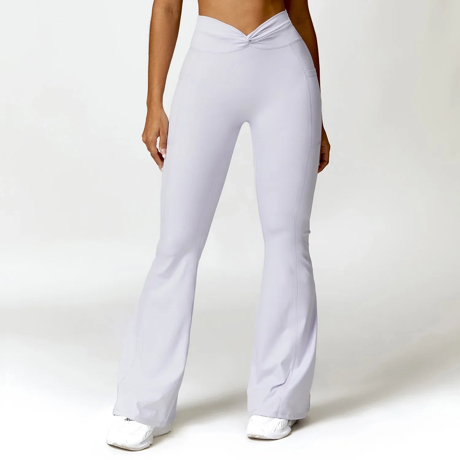 Flare Leggings Yoga Pants Women High Waist Wide Leg Pants Women Gym Push Up Workout Fitness Sports Flared Pant Latin Dance Pants Light gray purple CHINA