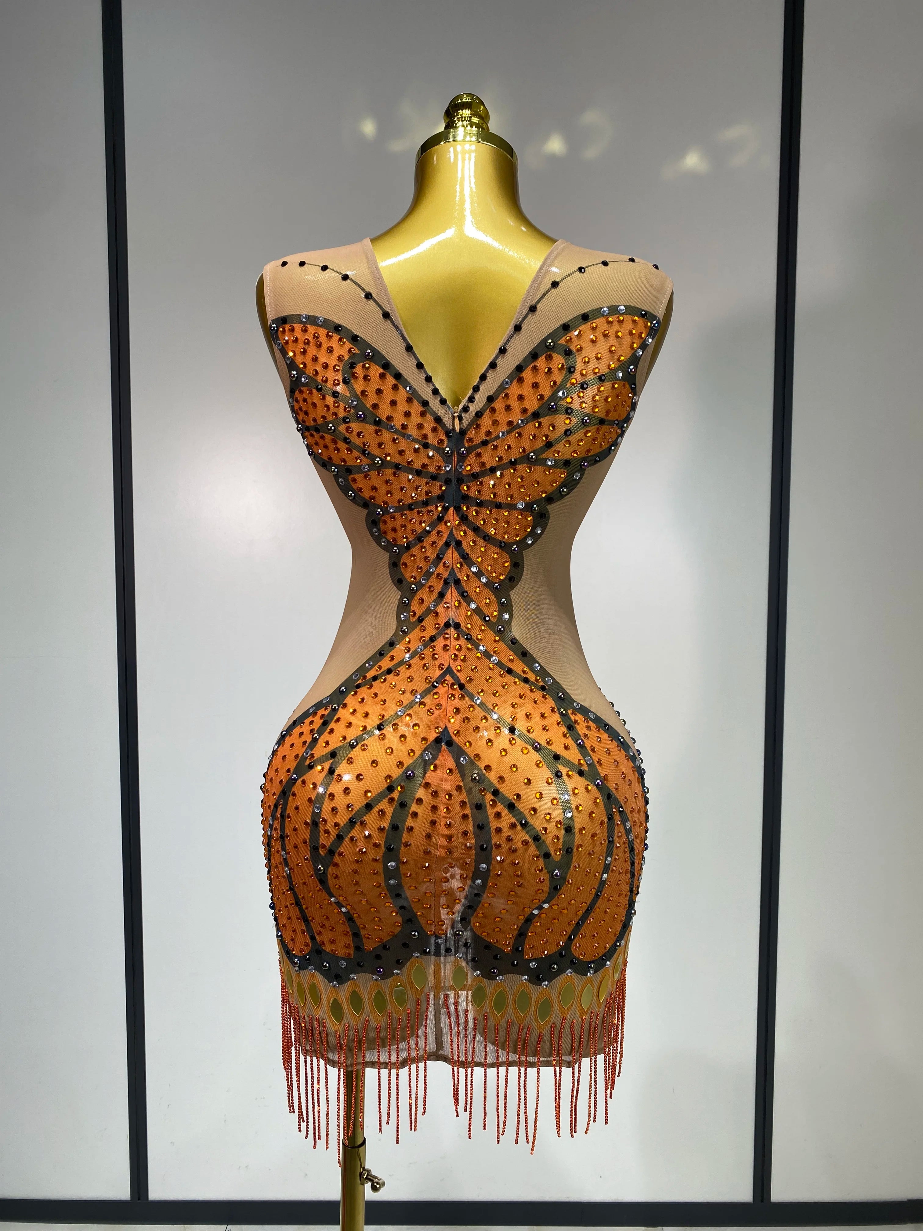 Sparkly Rhinestones Mesh Short Dress 2025 Sexy Sleeveless Luxury Birthday Evening Party Gown Performance Singer Stage Outfit