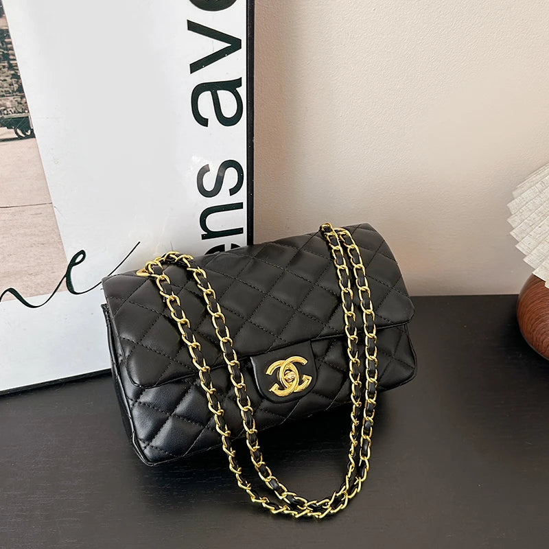 Luxury design chain strap crossbody bag, handheld small square bag, fashionable zipper wallet, women's shoulder bag